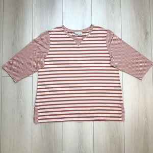 Southern Lady Womens 1X Coral Stripe Tunic Top 3/4 Sleeve Notch Neck Plus Blouse